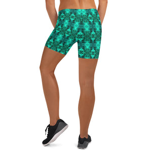 Women's Stretch Shorts, Cannabis Collection 2, Green