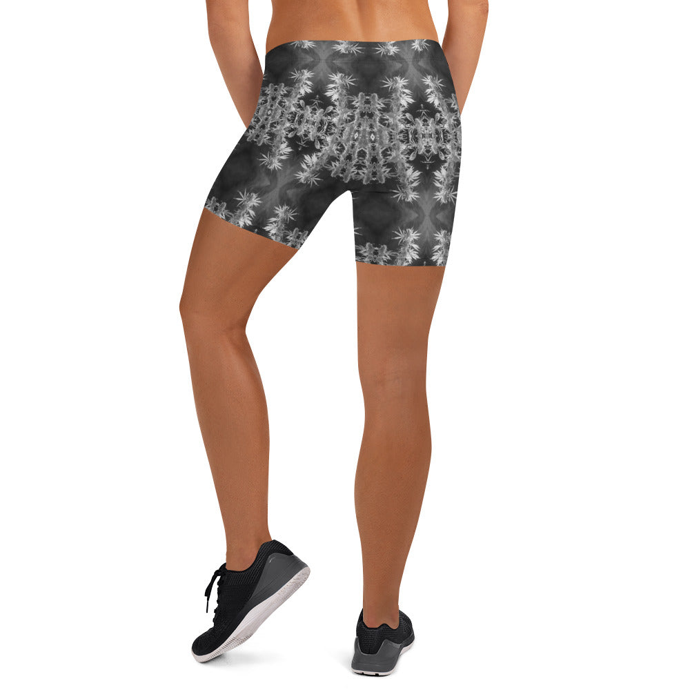 Women's Stretch Shorts, Cannabis, Midnight