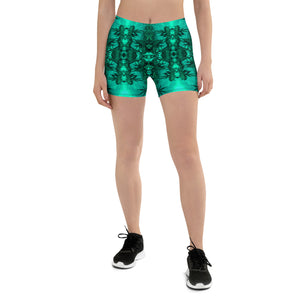 Women's Stretch Shorts, Cannabis, Green