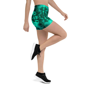 Women's Stretch Shorts, Cannabis, Green