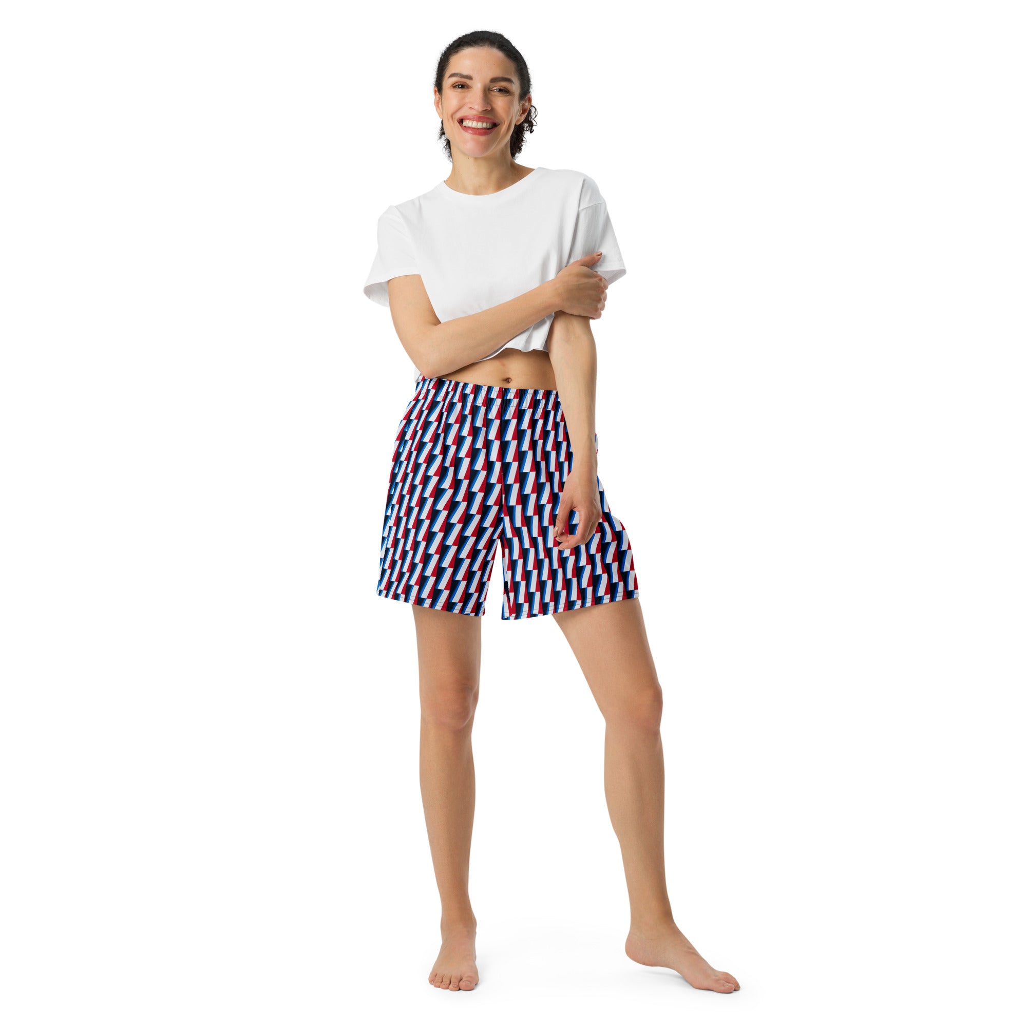 Recycled Athletic Long Shorts, no liner, mesh side pockets, Marina Collection