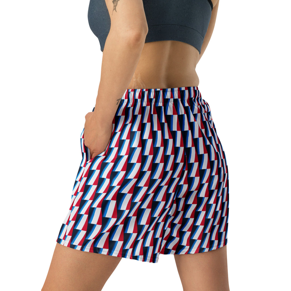 Recycled Athletic Long Shorts, no liner, mesh side pockets, Marina Collection