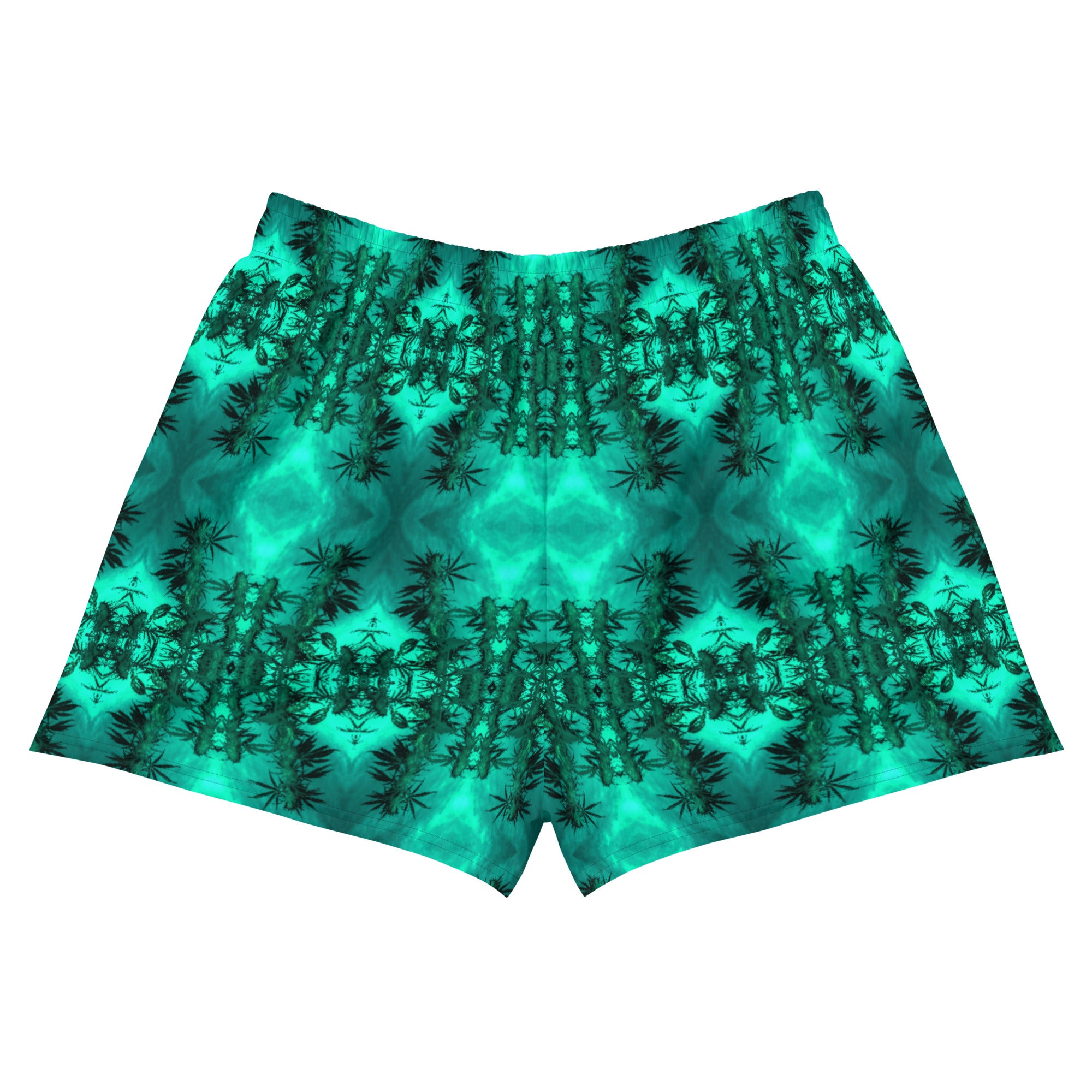 Recycled Athletic Short Shorts with Drawstring Waist, Cannabis, Green