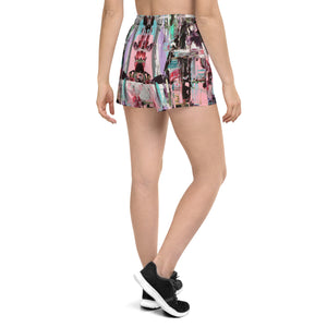 Recycled Athletic Short Shorts with Drawstring Waist and Mesh Pockets, Pink Dawn