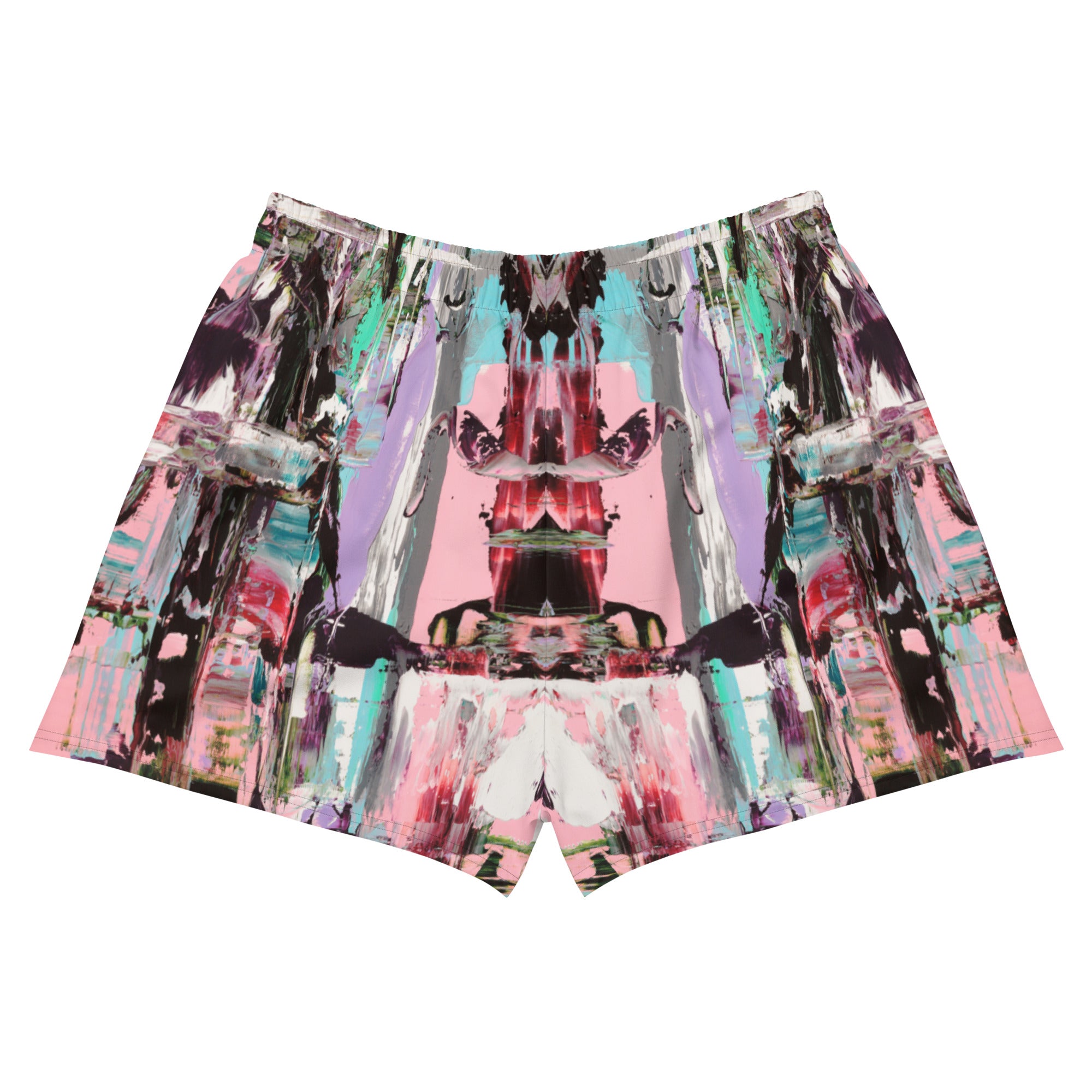 Recycled Athletic Short Shorts with Drawstring Waist and Mesh Pockets, Pink Dawn