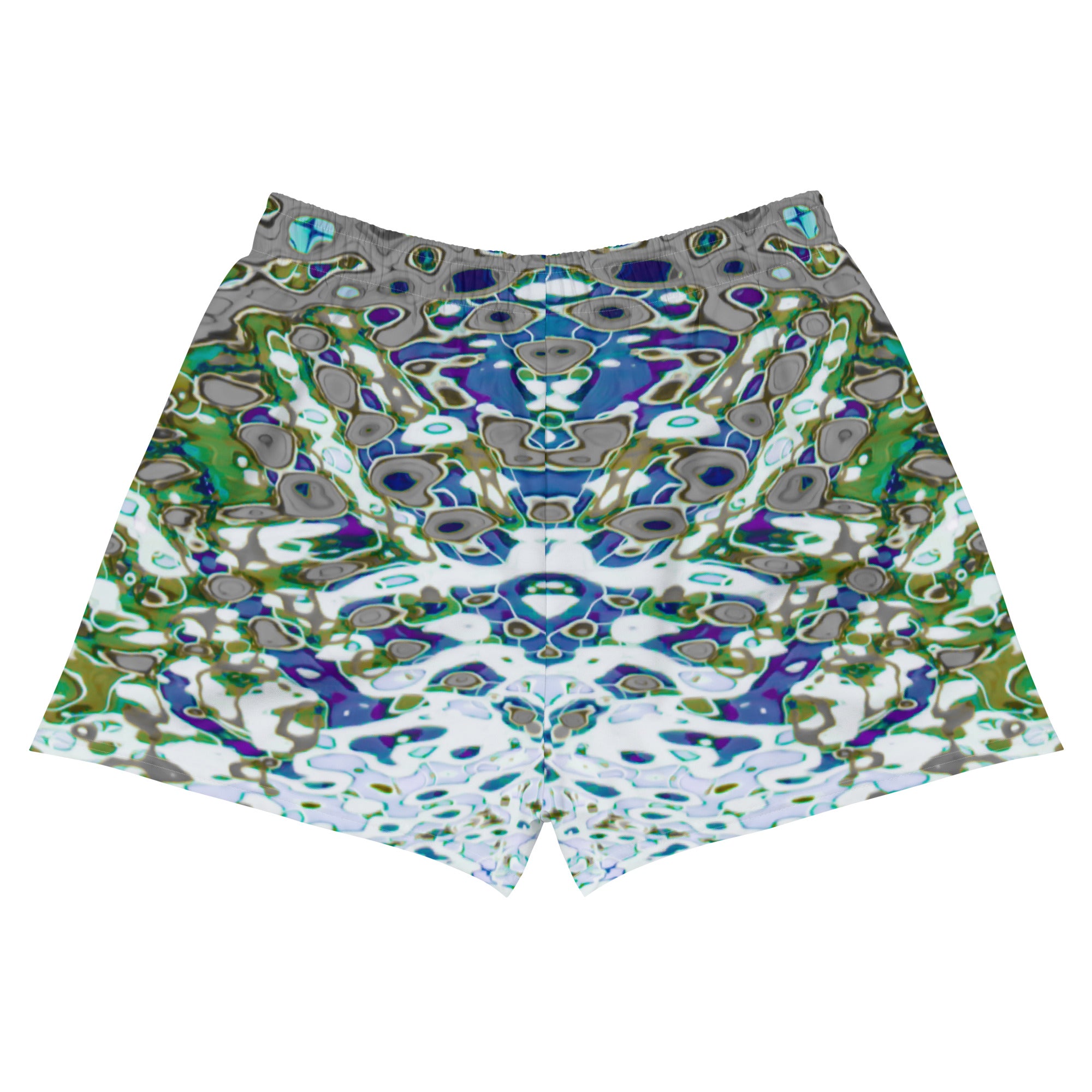 Recycled Athletic Short Shorts with Drawstring Waist and side pockets, Liquid Jewel