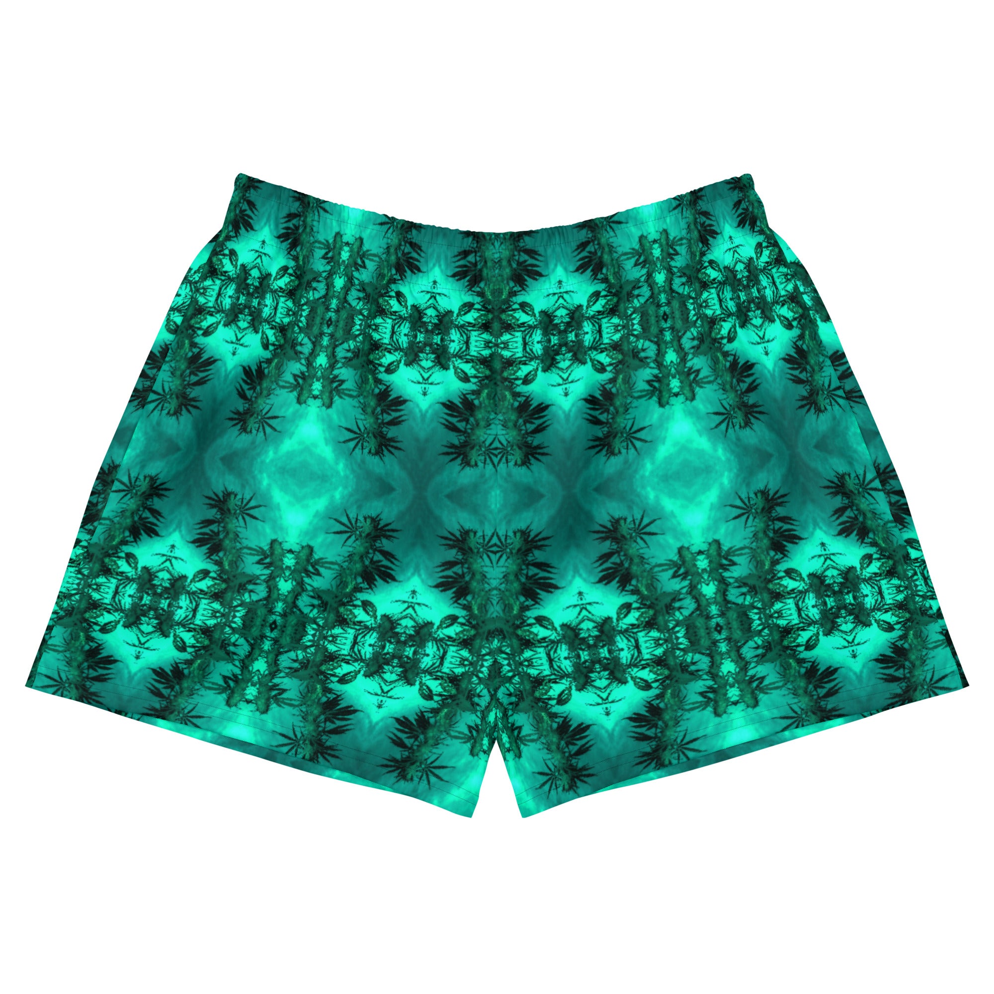 Recycled Athletic Short Shorts with Drawstring Waist, Cannabis, Green