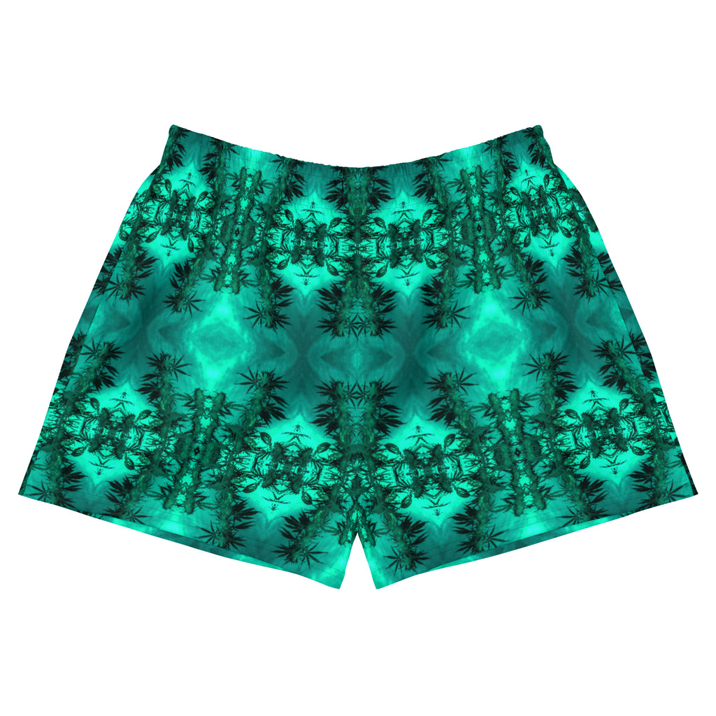 Recycled Athletic Short Shorts with Drawstring Waist, Cannabis, Green