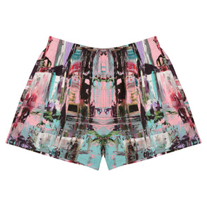 Recycled Athletic Short Shorts with Drawstring Waist and Mesh Pockets, Pink Dawn