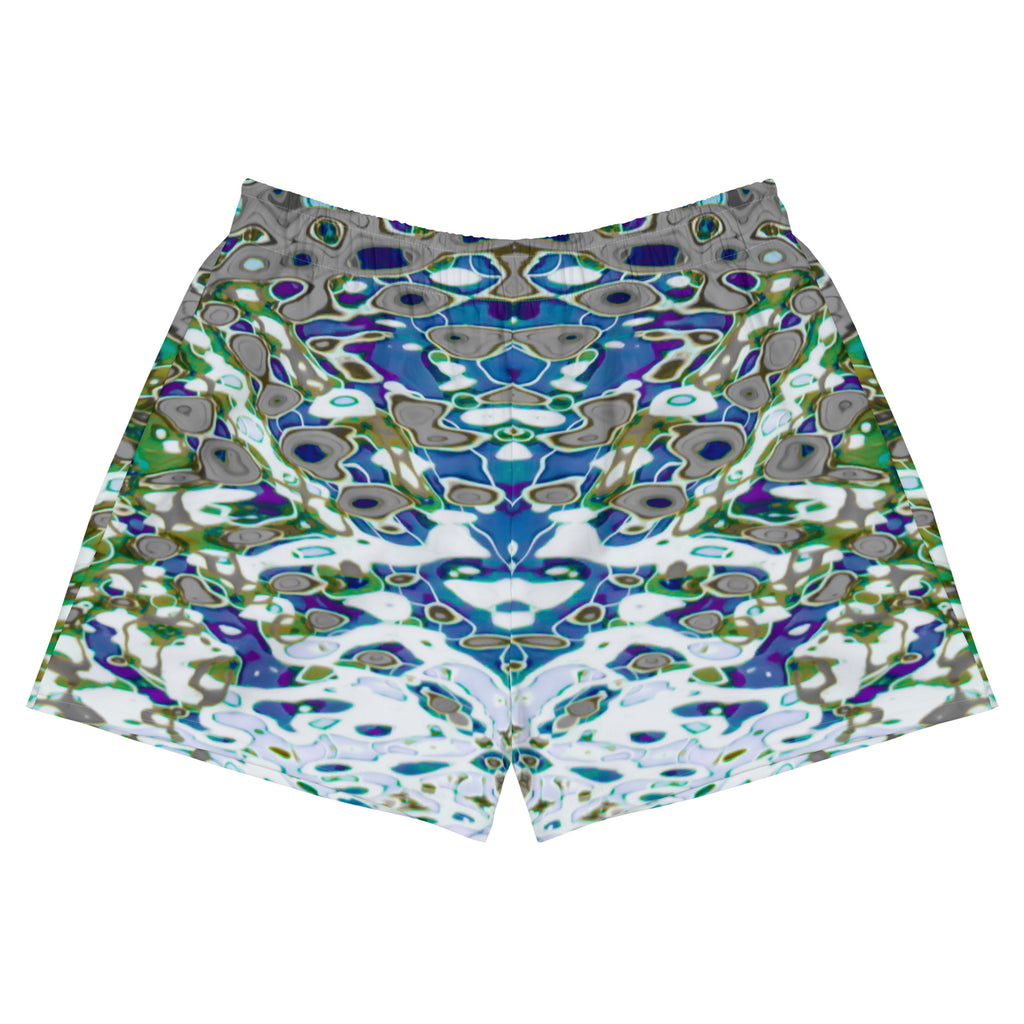 Recycled Athletic Short Shorts with Drawstring Waist and side pockets, Liquid Jewel