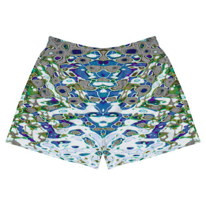 Recycled Athletic Short Shorts with Drawstring Waist and side pockets, Liquid Jewel