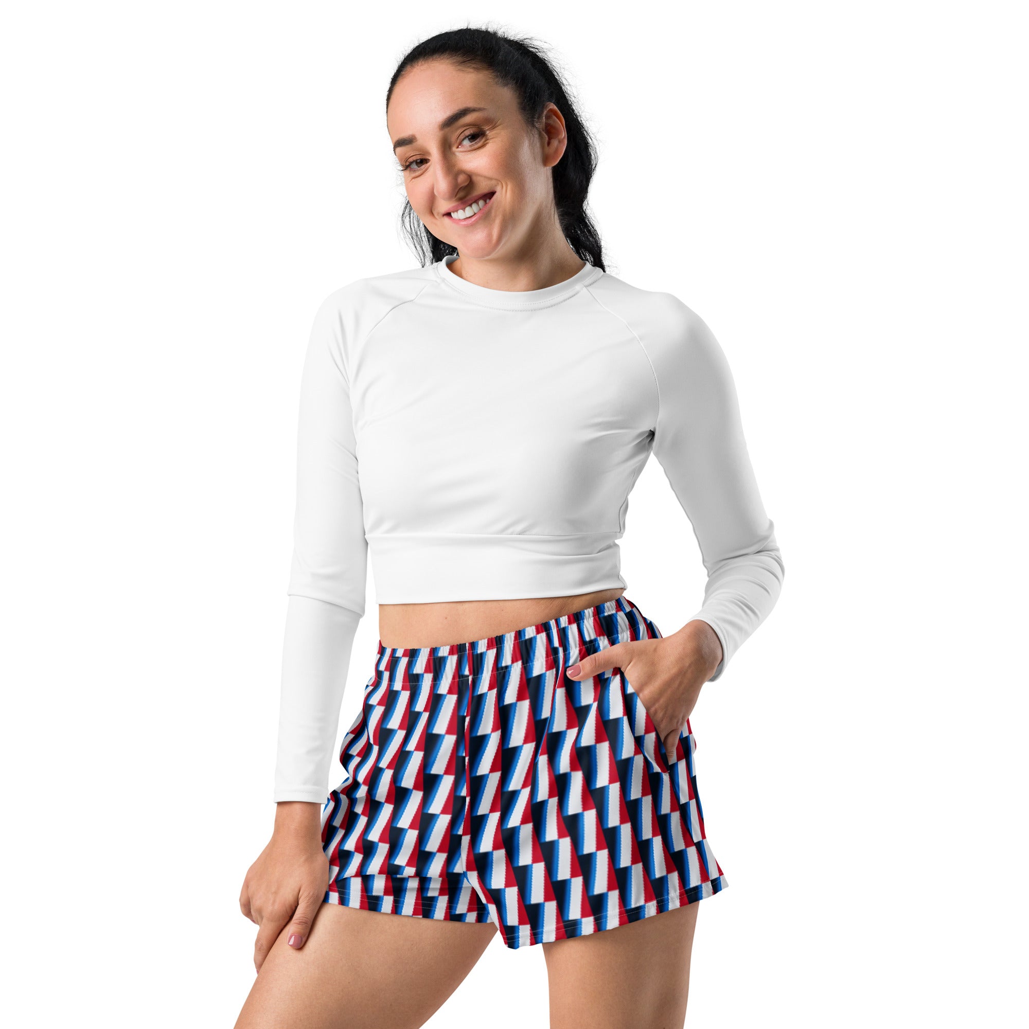 Recycled Athletic Short Shorts with Drawstring Waist and side pockets, Marina