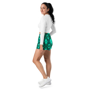 Recycled Athletic Short Shorts with Drawstring Waist, Cannabis, Green