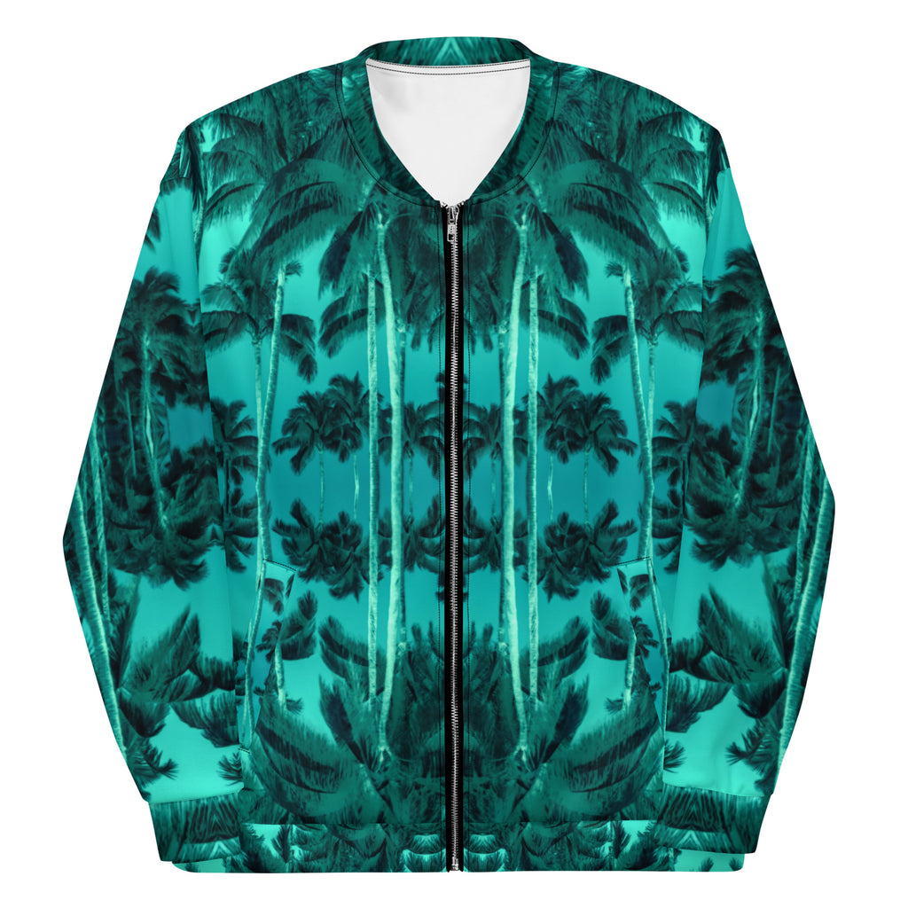 Slim-Fit Bomber Jacket, Palm Tree, Green