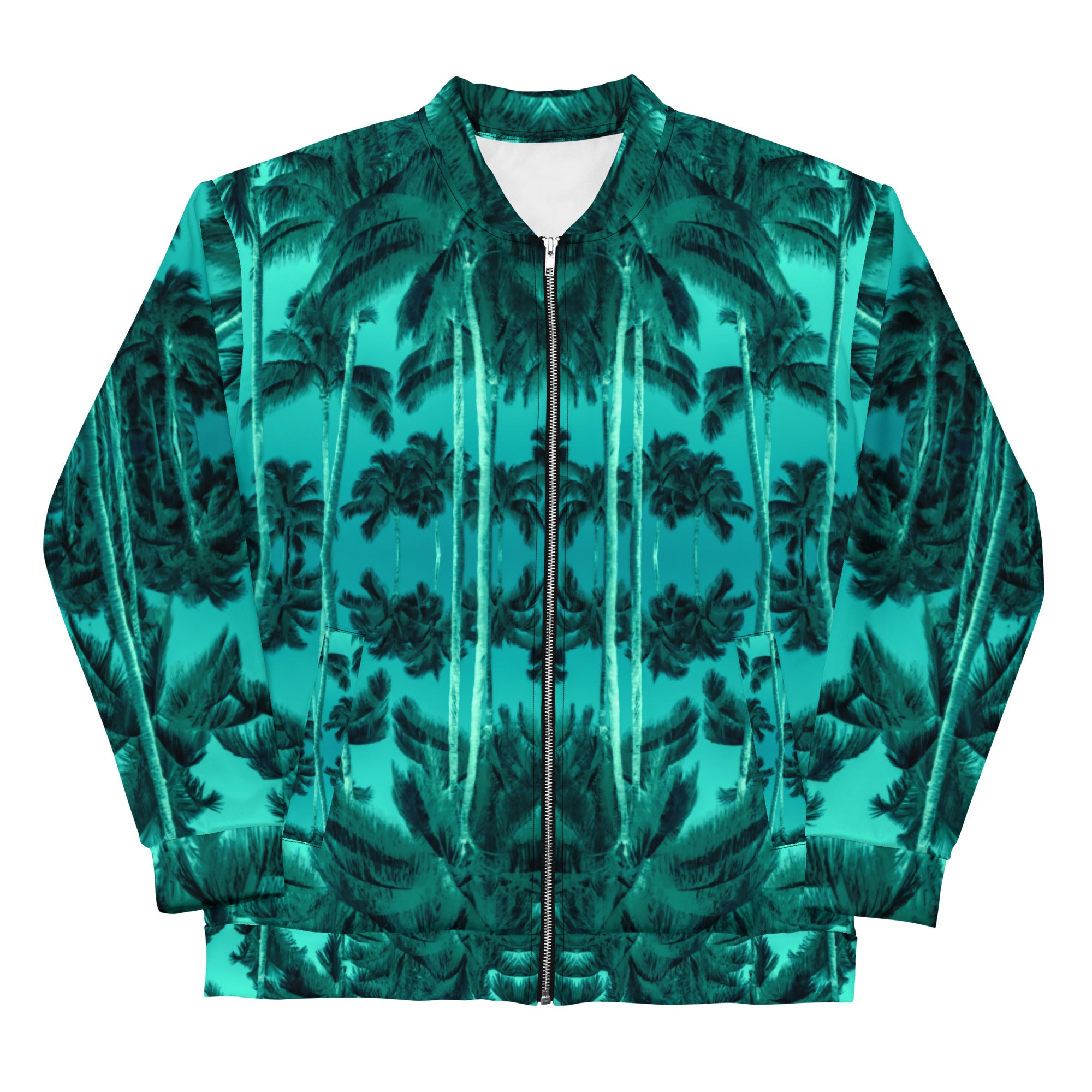 Slim-Fit Bomber Jacket, Palm Tree, Green