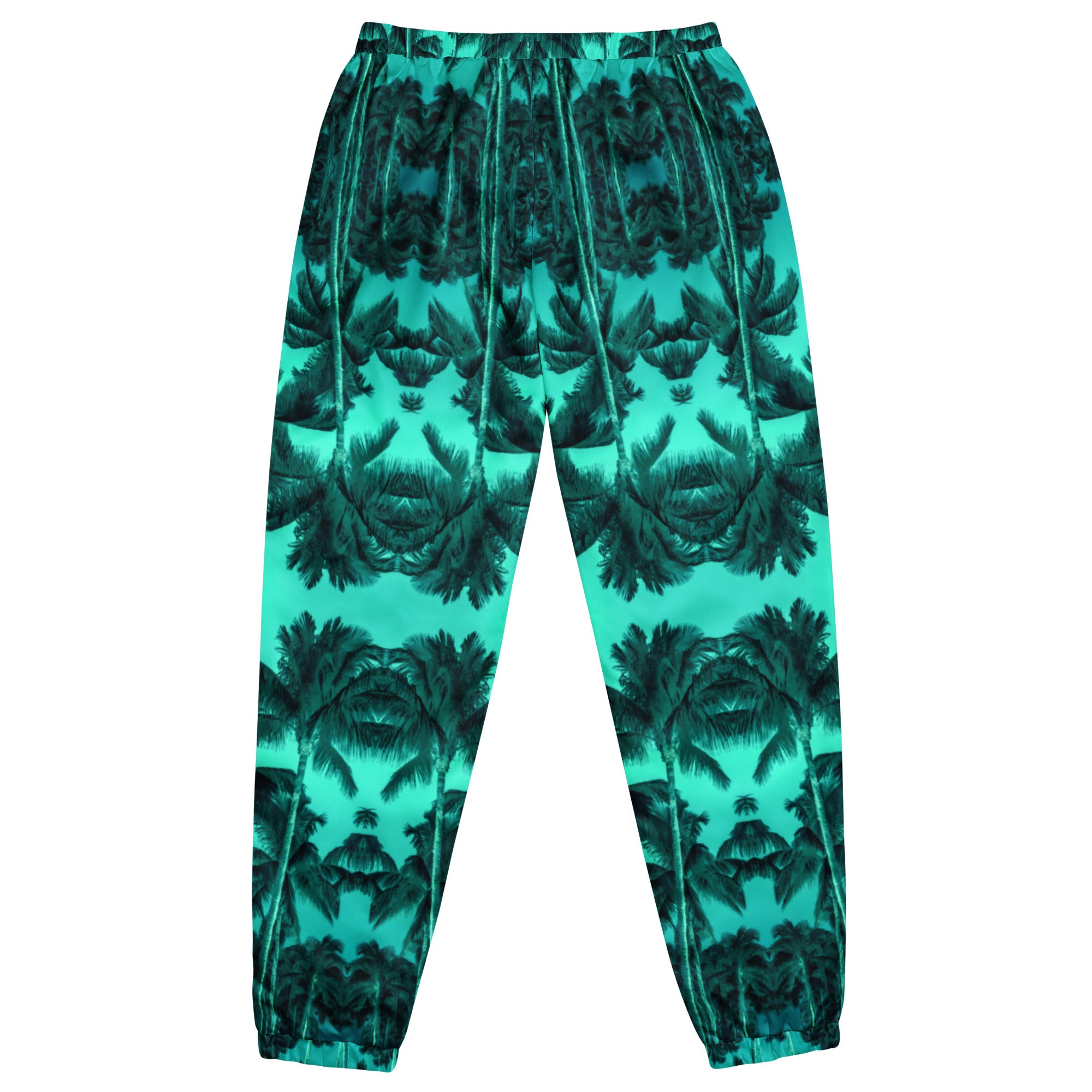 Track Pants, Wicking Liner, Zip Side Pockets, Palm Tree, Green