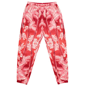 Track Pants, Wicking Liner, Zip Side Pockets, Palm Tree, Infrared