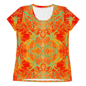 Women's Premium Athletic Crew Neck T-Shirt, Electric Lily