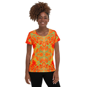 Women's Premium Athletic Crew Neck T-Shirt, Electric Lily