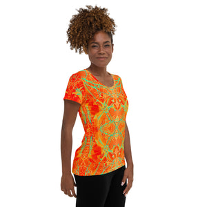 Women's Premium Athletic Crew Neck T-Shirt, Electric Lily