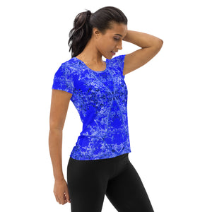 Women's Premium Athletic Crew Neck T-shirt, Hummingbird, Blue