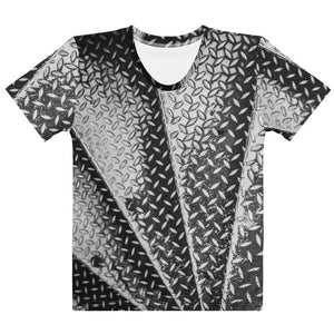 Women's Regular Fit, Four-Way Stretch Crew Neck T-Shirt, Eiffel Tower Diamond Plate