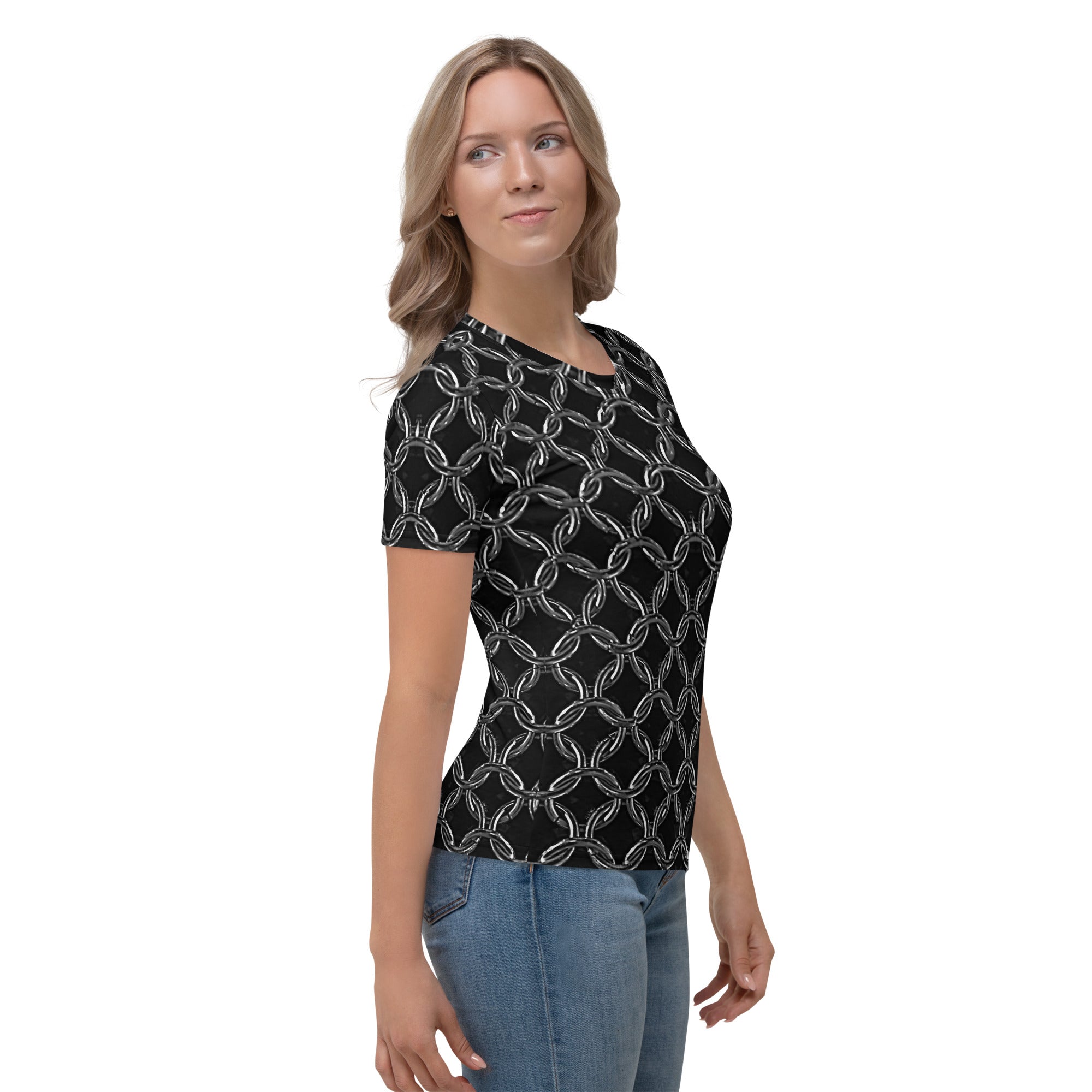 Women's Regular Fit, Four-Way Stretch Crew Neck T-Shirt, Chainmaille