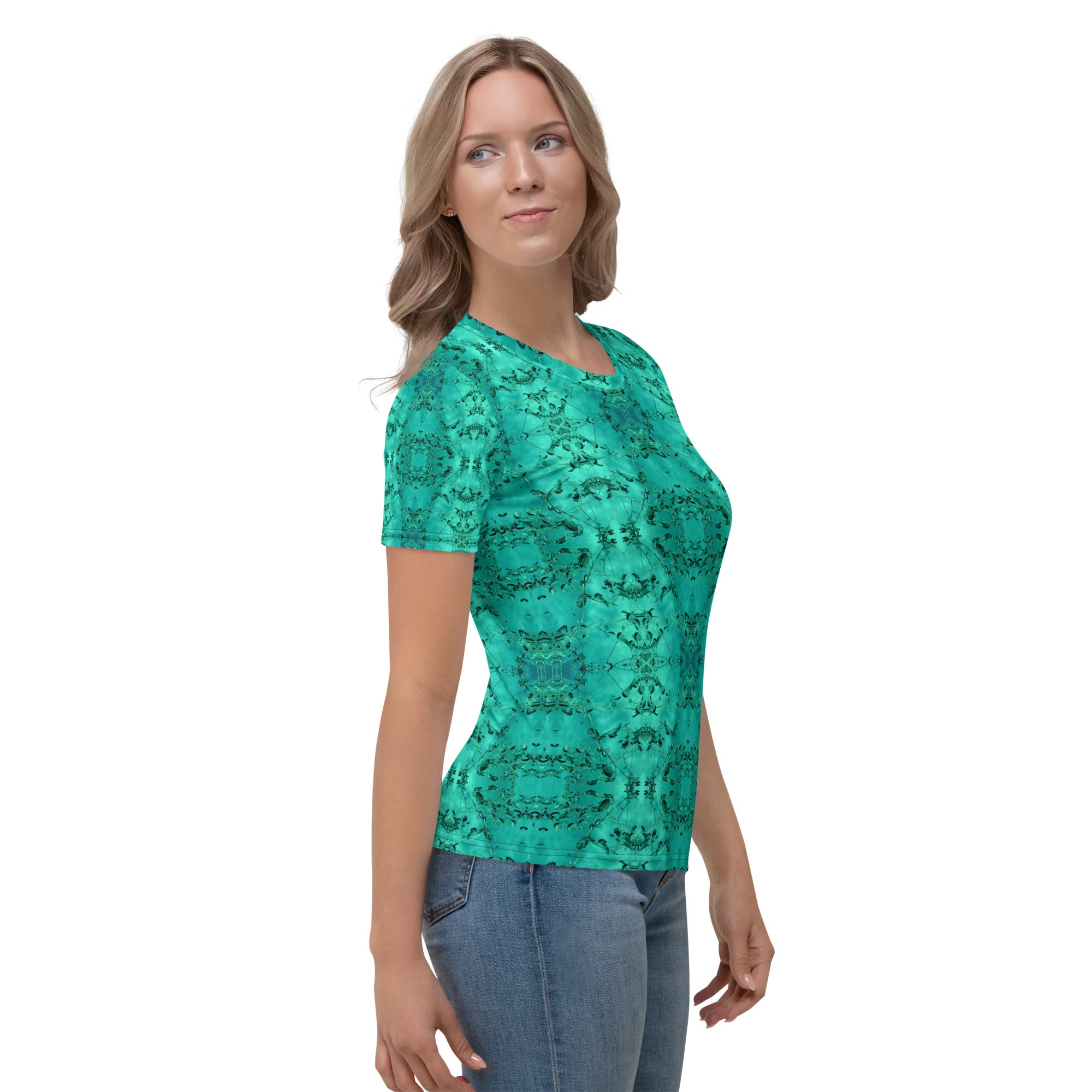 Women's Regular Fit, Four-Way Stretch Crew Neck T-Shirt, Eden, Green