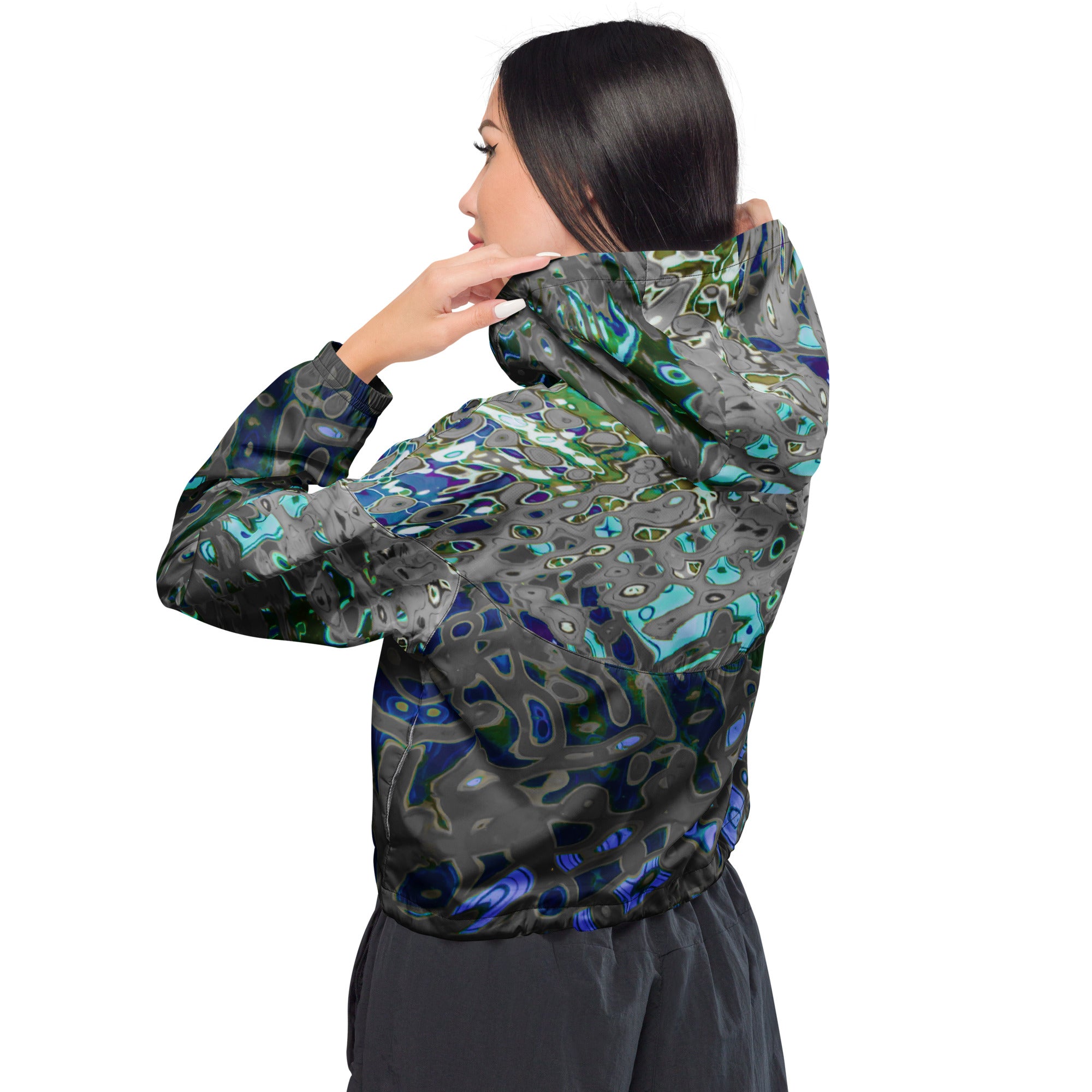 Women’s Cropped Windbreaker, Liquid Jewel