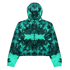 Women’s Cropped Windbreaker, Palm Tree, Green