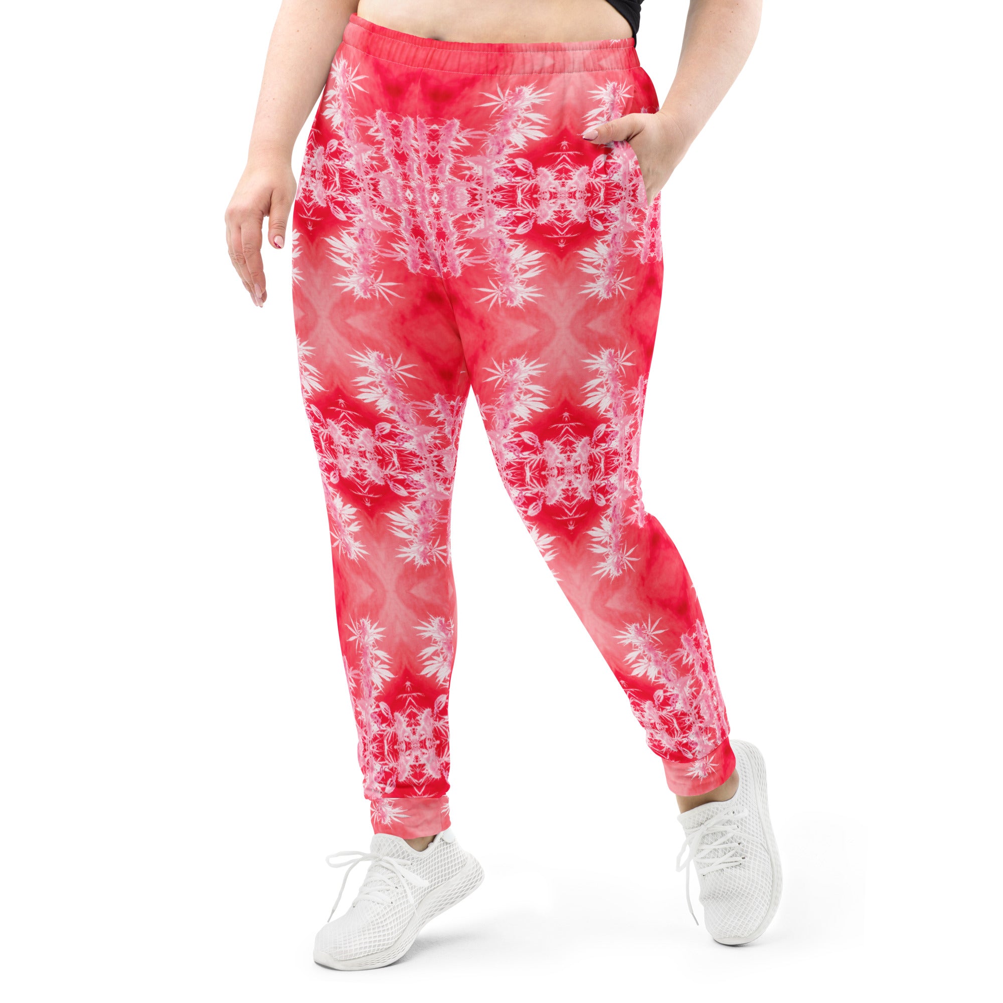 Women's Slim-Fit Joggers with Pockets, Cannabis, Infrared