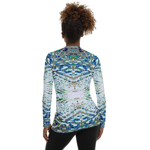 Women's Slim-Fit Rash Guard UPF 50+, Liquid Jewel