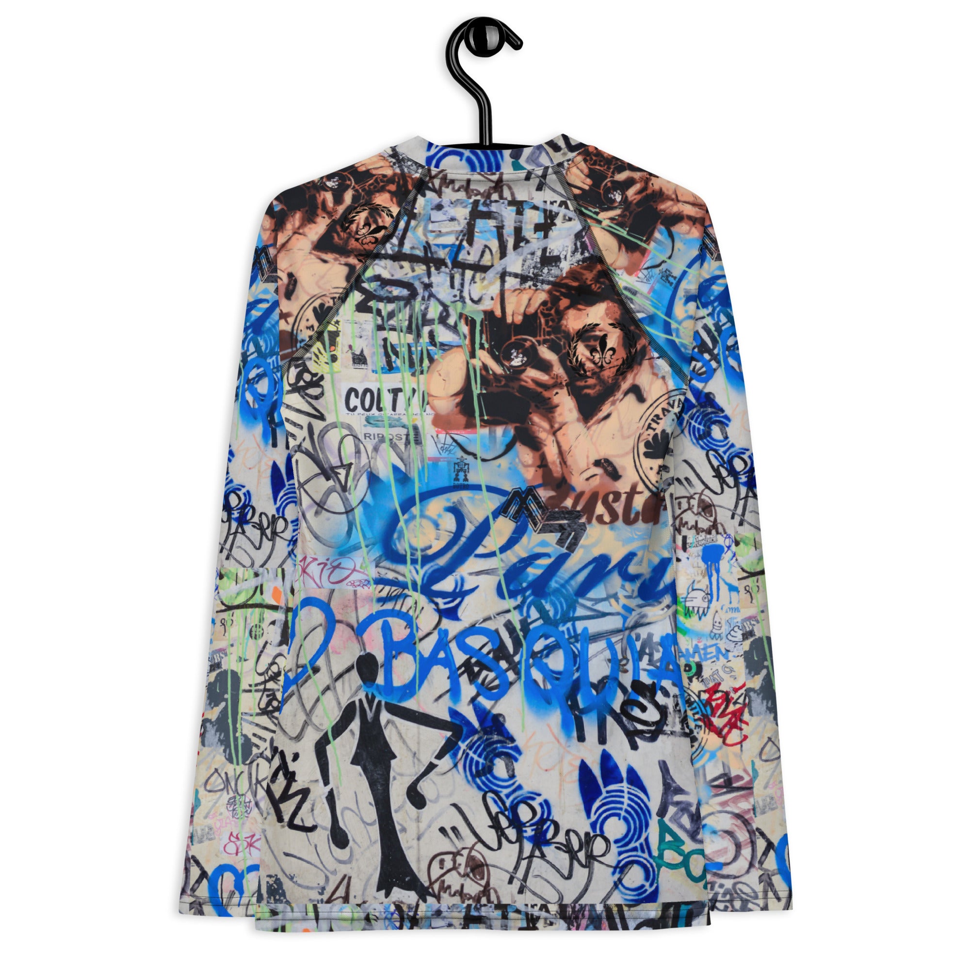 Women's Slim-Fit Rash Guard UPF 50+, Paris Graffiti