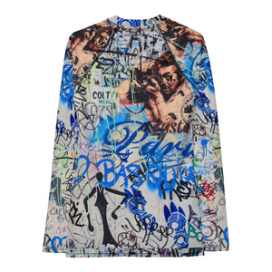 Women's Slim-Fit Rash Guard UPF 50+, Paris Graffiti