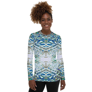 Women's Slim-Fit Rash Guard UPF 50+, Liquid Jewel