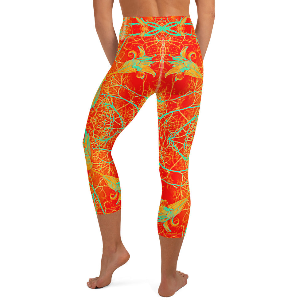 Women's Capri Leggings, Electric Lilly