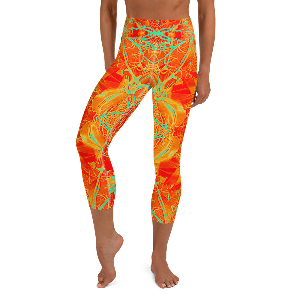 Women's Capri Leggings, Electric Lilly