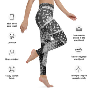 Women's High-Rise Yoga Leggings, Eiffel Tower Diamond Plate