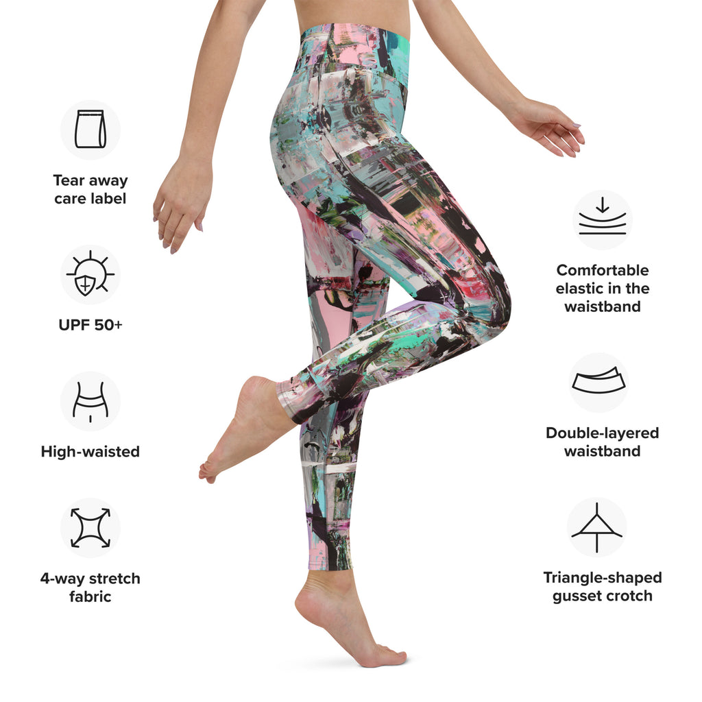 Women's High-Rise Yoga Leggings, Pink Dawn