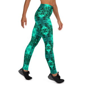 Women's High-Rise Yoga Leggings, Cannabis Collection 2, Green