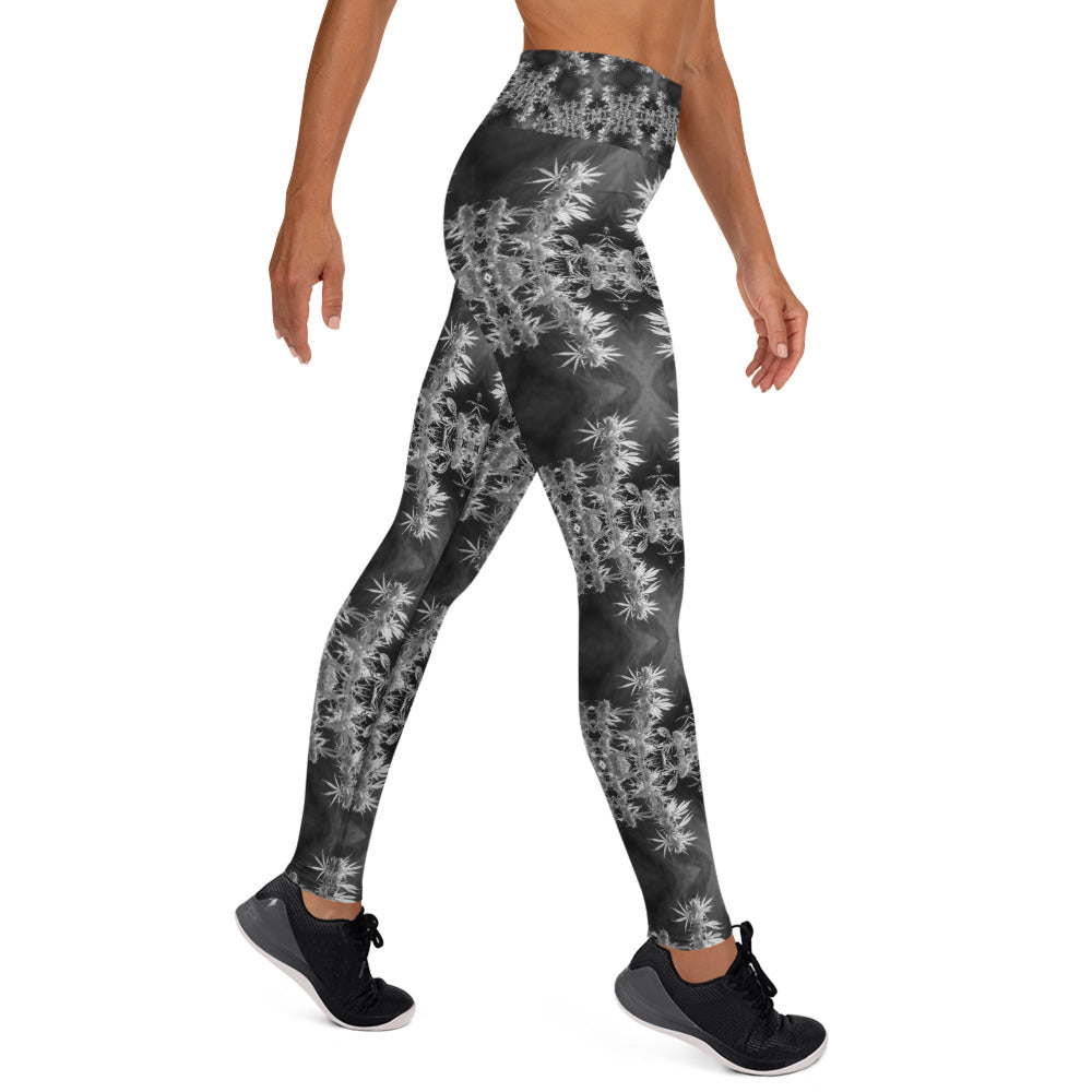 Women's High-Rise Yoga Leggings, Cannabis, Midnight