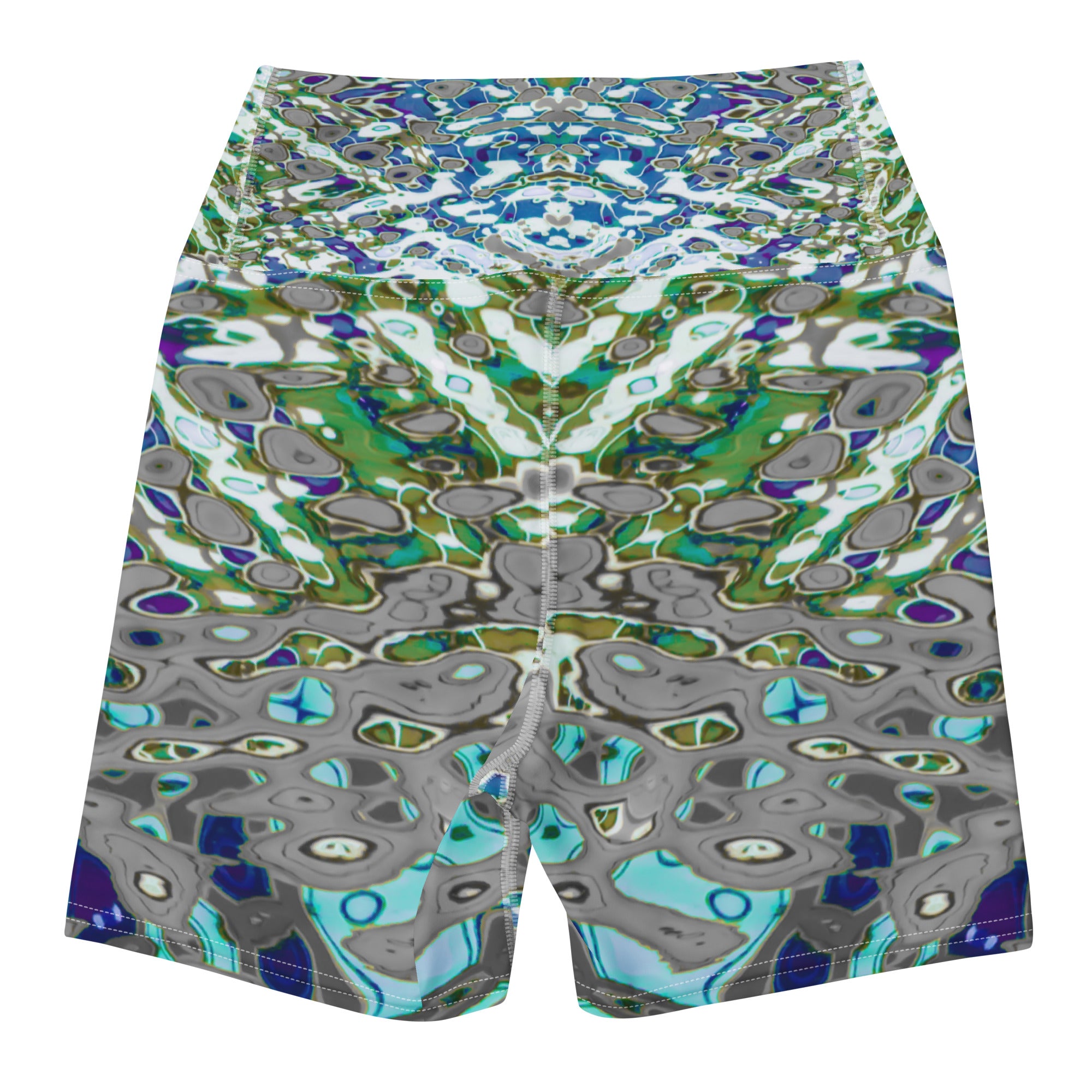 Women's High-Rise Yoga Shorts, Bright Liquid Jewel