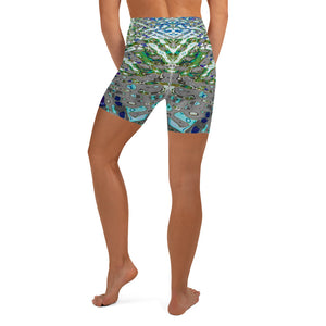 Women's High-Rise Yoga Shorts, Bright Liquid Jewel