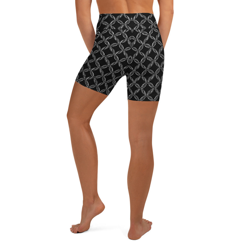 Women's High-Rise Yoga Shorts, Chainmaille