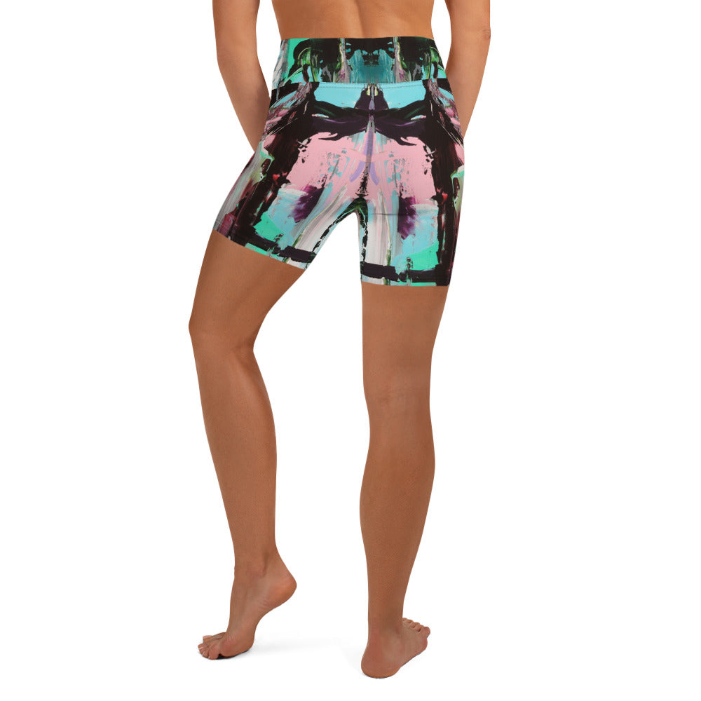 Women's High-Rise Yoga Shorts, Pink Dawn