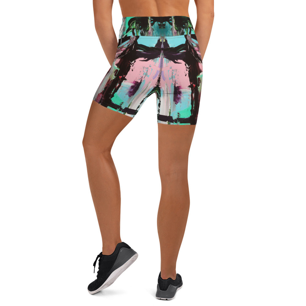 Women's High-Rise Yoga Shorts, Pink Dawn