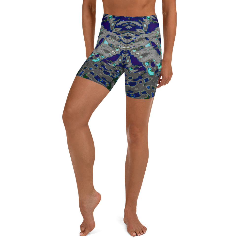 Women's High-Rise Yoga Shorts, Liquid Jewel