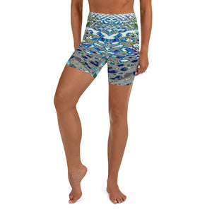 Women's High-Rise Yoga Shorts, Bright Liquid Jewel