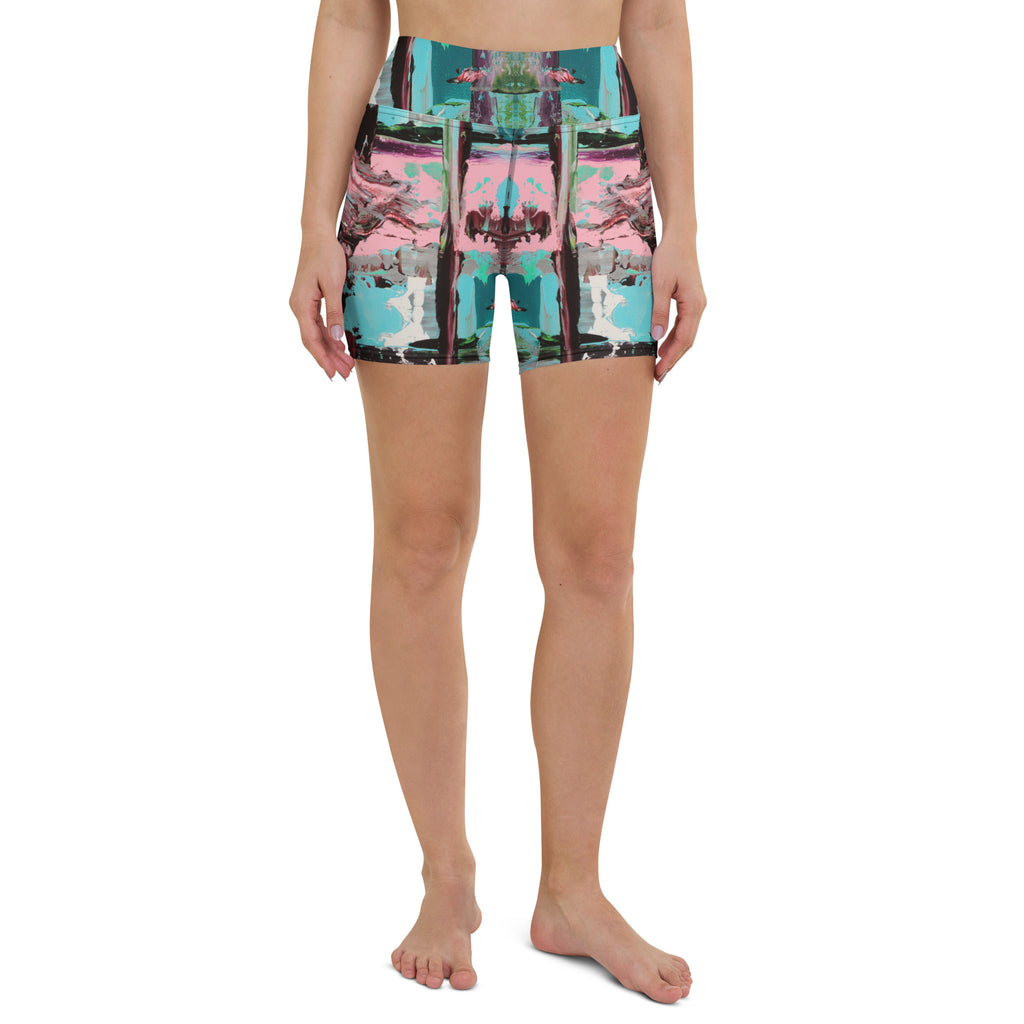 Women's High-Rise Yoga Shorts, Pink Dawn