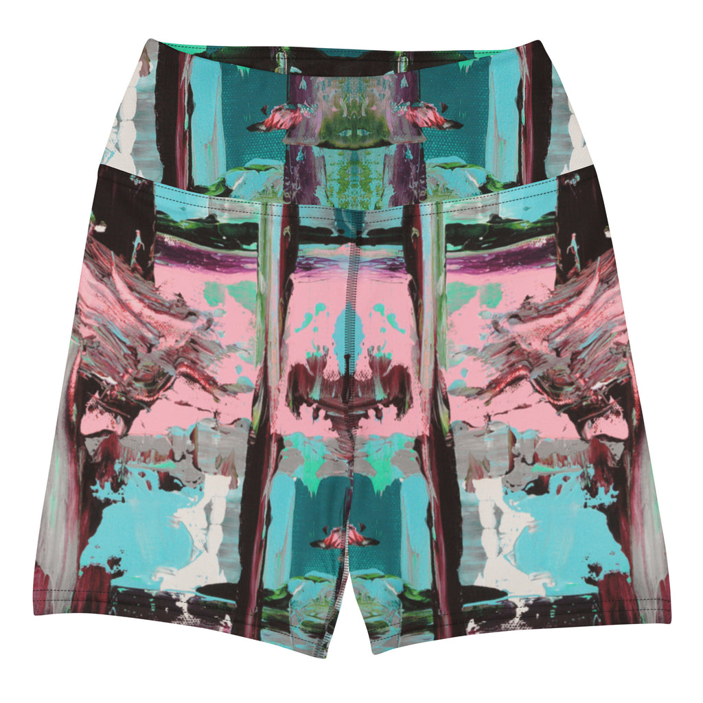 Women's High-Rise Yoga Shorts, Pink Dawn